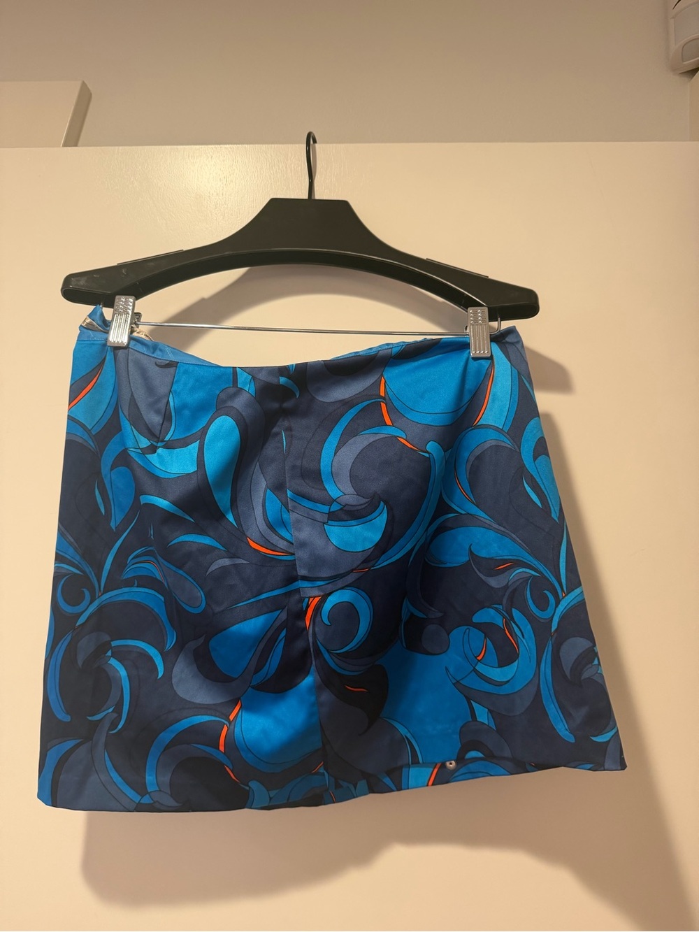 Tommy Hilfiger Blue and Navy Swirl Print Mini Skirt